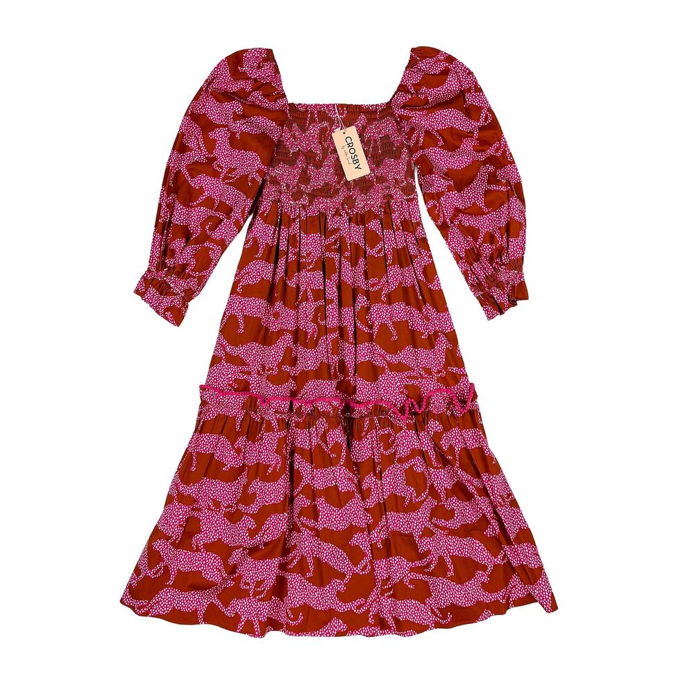 Crosby by Mollie Burch Jumping Jags Jade Dress NWT Women XS Pink Burnt Orange